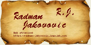 Radman Jakovović vizit kartica